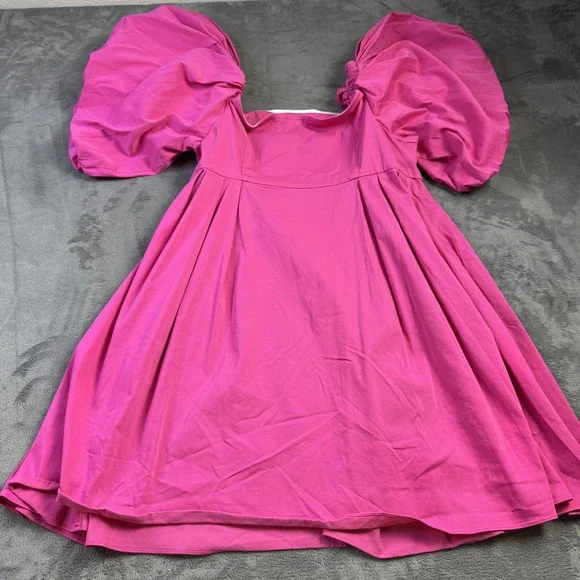 Peter‎ Som Dress Womens 14 Babydoll Pink Puff Sleeve Knee Length Chic Feminine - Picture 2 of 13